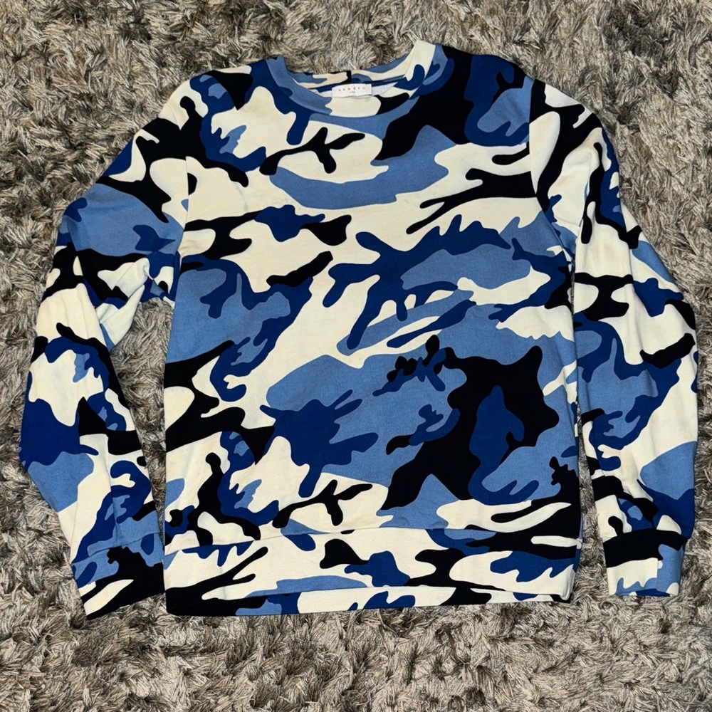 Sandro Blue Camouflage Crewneck Sweater